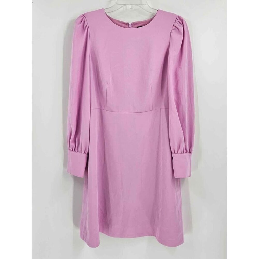 J. Crew 365 Drapey Crepe Sundrenched Peony Dress Wide Cuffs Polished Buttons 8